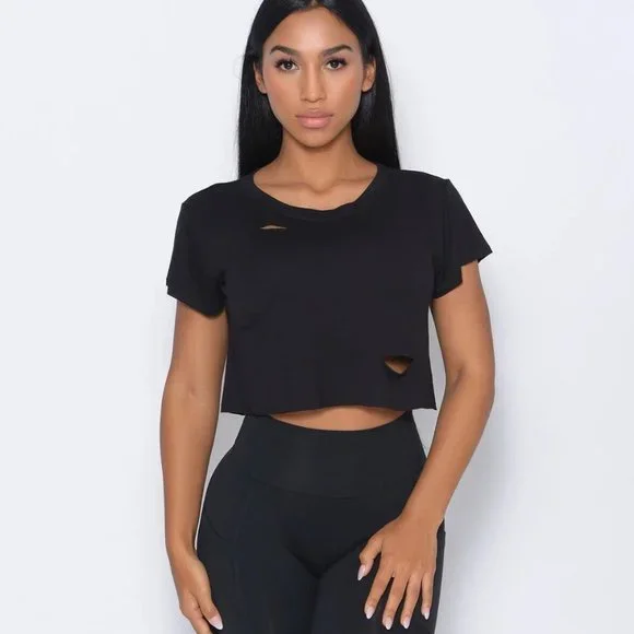 COPY - Bombshell Black Shredded Tshirt Sz S - Picture 2 of 10